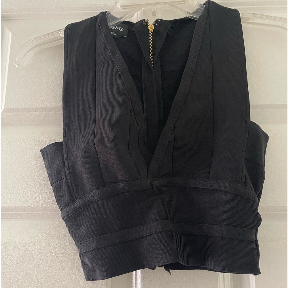 Bebe black v-neck bandage bustier crop top
